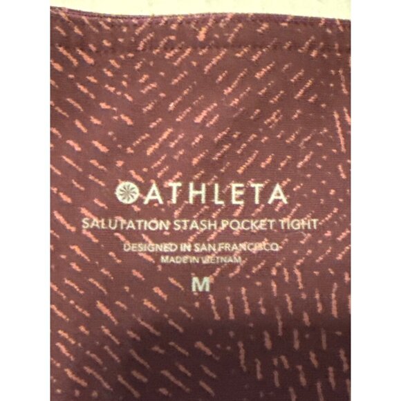 ATHLETA Heather RED Salutation Stash Pocket SoftLux Gym Yoga Leggings M - Picture 3 of 16